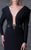 MNM Couture - Bejeweled V-Neck Sheath Gown N0065 in Black