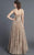 MNM COUTURE - N0118 Corset Bodice Patterned Lace A-Line Gown in Gold