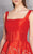 MNM Couture - N0146 Floral Patterned Square Neck A-line Dress in Red
