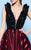 MNM Couture - N0227 Ruffled Plunging Neck Stripe A-Line Gown in Pink