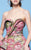MNM Couture - N0231 Folded Strapless Sweetheart Metallic Floral Gown in Pink and Green