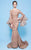 MNM Couture - N0242 Lace Applique Bateau Trumpet Dress in Gold