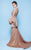 MNM Couture - N0242 Lace Applique Bateau Trumpet Dress in Gold