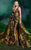 MNM COUTURE - 2497 Embossed Plunging V-Neck Evening Gown In Olive