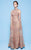 MNM COUTURE - N0244 High Neck Cap Sleeves Evening Dress In Gold
