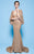 MNM Couture - N0245 Sequin Embellished Mermaid Gown with Cape Sleeves in Gold