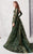 MNM COUTURE - N0270 Sequin Embellished V Neck Gown with Overskirt in Green