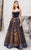 MNM COUTURE - N0280 Bustier Illusion Cutout Velvet Gown In Gray