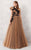 MNM COUTURE - N0282 Floral Applique Pleated A-line Gown In Brown