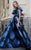 MNM COUTURE - N0292 Two Tone Ruffled Asymmetric Ballgown In Blue and Black