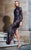 MNM COUTURE - N0293 Long Sleeve Sequined High Neck Sheath Gown In Blue