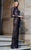 MNM COUTURE - N0293 Long Sleeve Sequined High Neck Sheath Gown In Blue