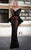 MNM COUTURE - N0295 Embellished Off-Shoulder Long Sleeve Sheath Dress In Black