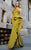 MNM COUTURE - N0297 Strapless Ruffled Jumpsuit with Slit In Yellow