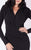MNM COUTURE - L0002C Long Sleeve Pleated V-neck Trumpet Dress In Black