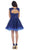 May Queen - MQ1464 Cap Sleeve Floral Tulle Cocktail Dress In Blue