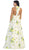 Jewel Neck Floral Print Satin Evening Gown