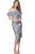 Jovani - 66239 Off-Shoulder Fitted Knee-length Dress In Gray