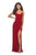 La Femme - 28079 Long Surplice High Slit Jersey Gown In Red