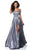 Sherri Hill - 51631 Sexy Lace-Up Back A-Line Long Evening Dress In Silver and Gray