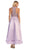 May Queen - RQ7354 Lace Halter Neck Taffeta High Low Evening Gown In Purple