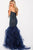JVN60604 Ornate Strapless Tiered Trumpet Dress