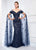 Ivonne D for Mon Cheri - 218D25 Beaded Lace Floor Length Sleeve Dress in Blue