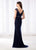 Cameron Blake - 218617 Beaded  Cap Sleeve V Neck Evening Gown in Blue