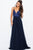 Jovani Sleeveless Satin Bodice A-Line Gown JVN51181 - 1 pc Navy In Size 4 Available