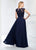 Montage by Mon Cheri - 218914 Embroided Lace Sheer Bateau Chiffon Gown in Blue