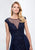 Montage by Mon Cheri - 218914W Embroided Lace Bateau Chiffon Gown in Blue