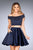 La Femme - Beaded Two Piece Off Shoulder Short Dress 25120 In Blue