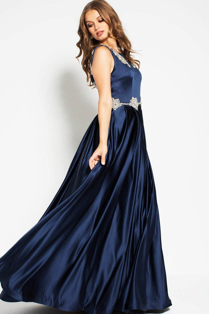 51584 Sleeveless Crystal Beaded A-Line Gown