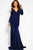 55549 Crystal Cuffed Long Sleeve Trumpet Gown