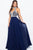 JVN53380 Embellished High Halter Chiffon Dress