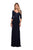 La Femme - 26456 Bead Embellished V-Neck Sheath Dress In Blue