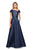 La Femme - 26877 Asymmetric Mikado A-line Gown In Blue