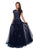 La Femme - 26907 Lace Applique Bateau A-line Dress In Blue
