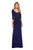 La Femme - 26955 Ruched V-neck Sheath Dress In Blue