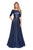 La Femme - 27016 Sequined Bateau A-line Dress In Blue