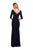 La Femme - 26456 Bead Embellished V-Neck Sheath Dress In Blue