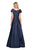 La Femme - 26877 Asymmetric Mikado A-line Gown In Blue
