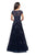 La Femme - 26907 Lace Applique Bateau A-line Dress In Blue