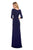 La Femme - 26955 Ruched V-neck Sheath Dress In Blue
