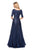 La Femme - 27016 Sequined Bateau A-line Dress In Blue