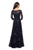 La Femme - 27885 Lace Quarter Length Sleeve Bateau A-line Dress In Blue