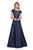 La Femme - 26877 Asymmetric Mikado A-line Gown In Blue