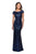 La Femme - 27079 Sequined Bateau Sheath Dress In Blue