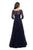 La Femme - 26959 Floral Embroidered V-Neck A-Line Dress In Blue