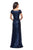 La Femme - 27079 Sequined Bateau Sheath Dress In Blue